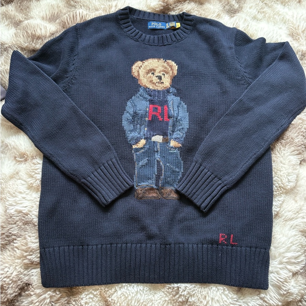 Ralph Lauren Navy Polo Bear Sweater